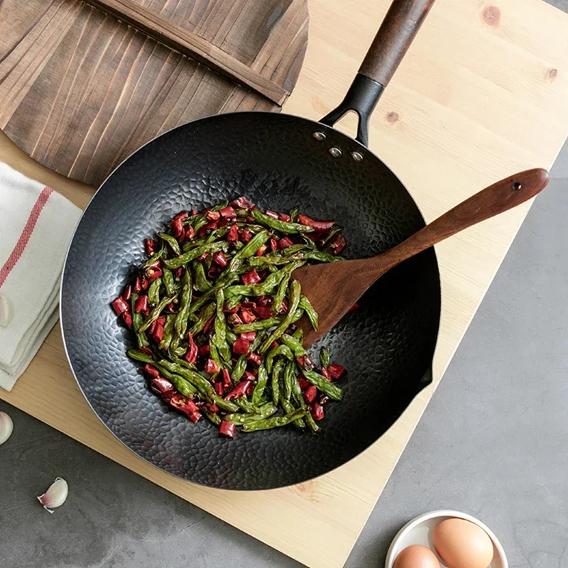탄소강 웍 팬 32cm 볶음 요리 웍 세트, 나무 뚜껑 - Wok Electric Flat 리뷰 및 가격