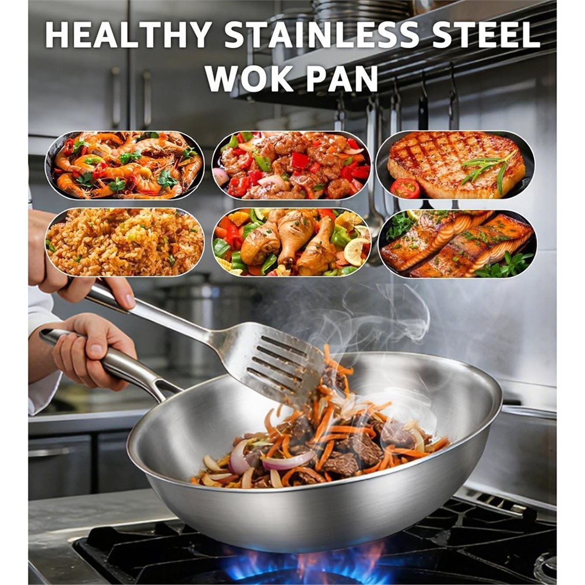 12인치 트라이플라이 스테인리스 스틸 웍 팬, 두꺼운  - Wok Electric Flat 리뷰 및 가격