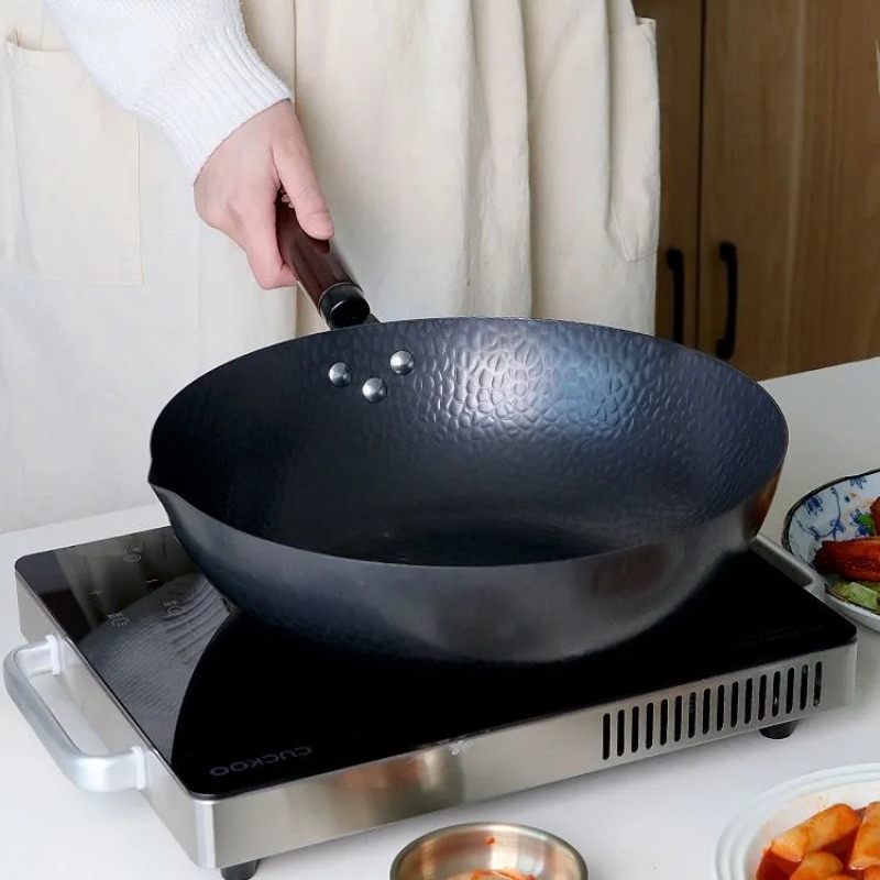 탄소강 웍 팬 32cm 볶음팬 세트 나무 뚜껑 포함 논 - Wok Electric Flat 리뷰 및 가격
