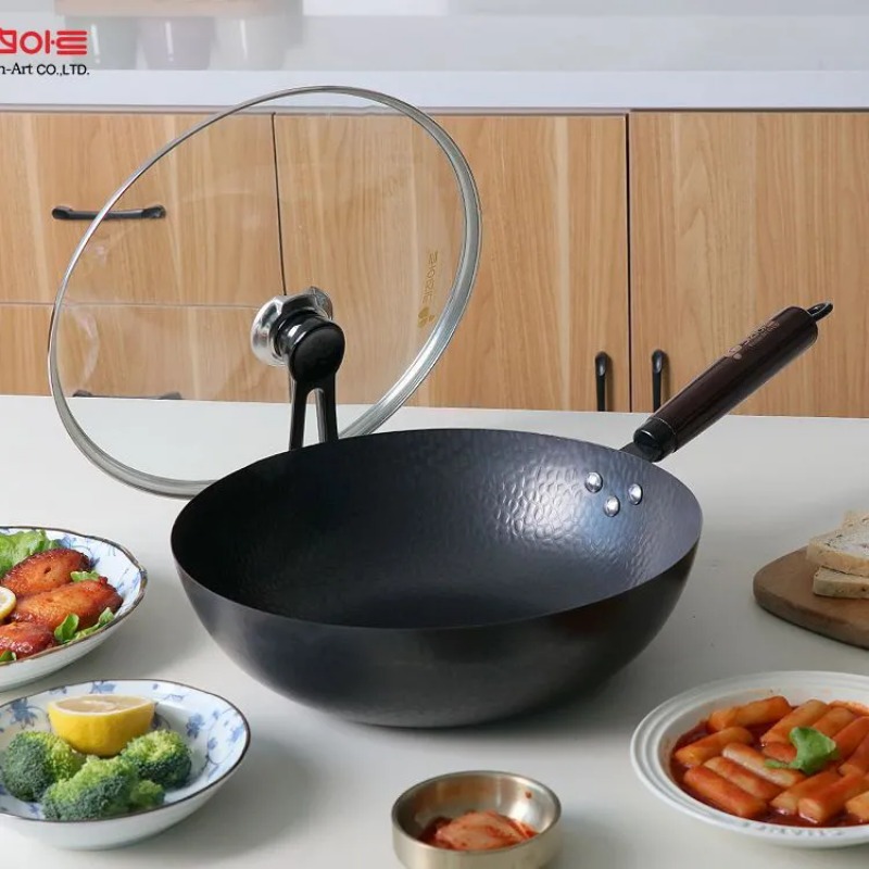 탄소강 웍 팬 32cm 볶음팬 세트 나무 뚜껑 포함 논 - Wok Electric Flat 리뷰 및 가격