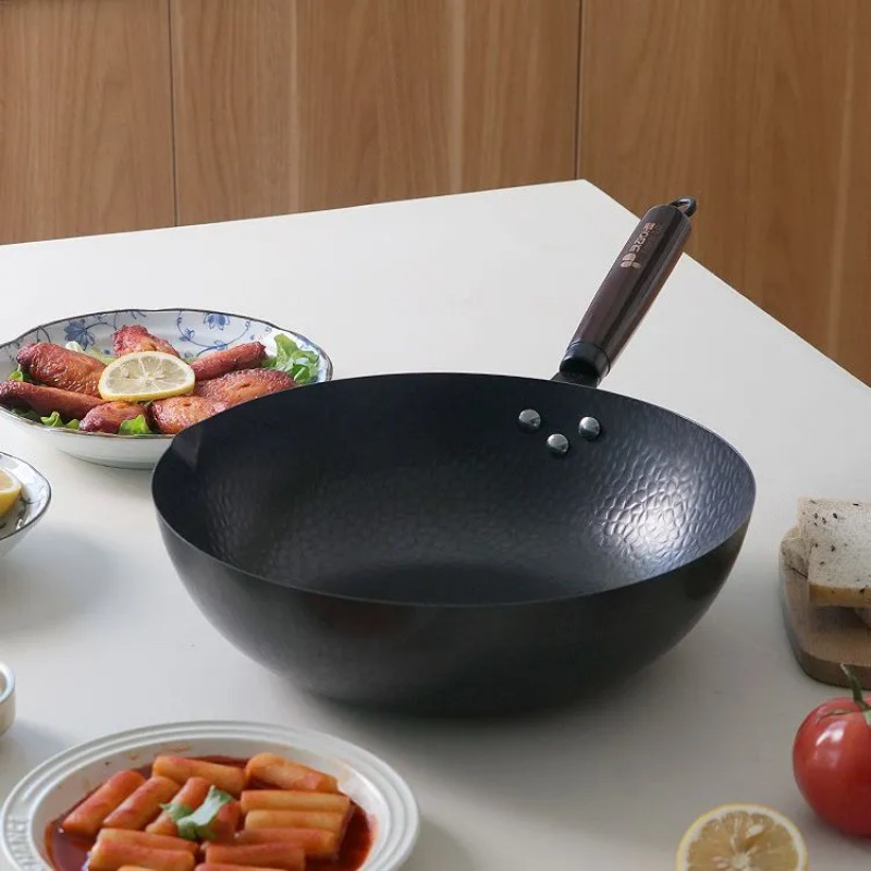 탄소강 웍 팬 32cm 볶음팬 세트 나무 뚜껑 포함 논 - Wok Electric Flat 리뷰 및 가격